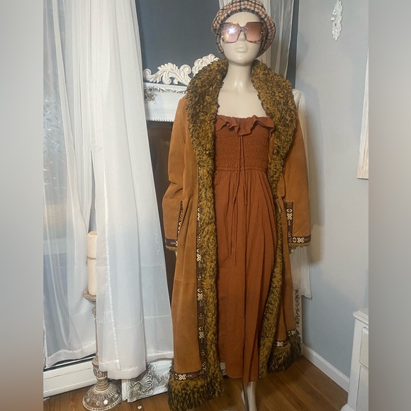 Vintage Full length Penny Lane style sheerling boho 1970s - Picture 9 of 10